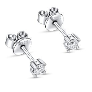 0.2ctw VVS1 Moissanite 4 Prong Stud Push Back 18k White Gold over Silver Earring